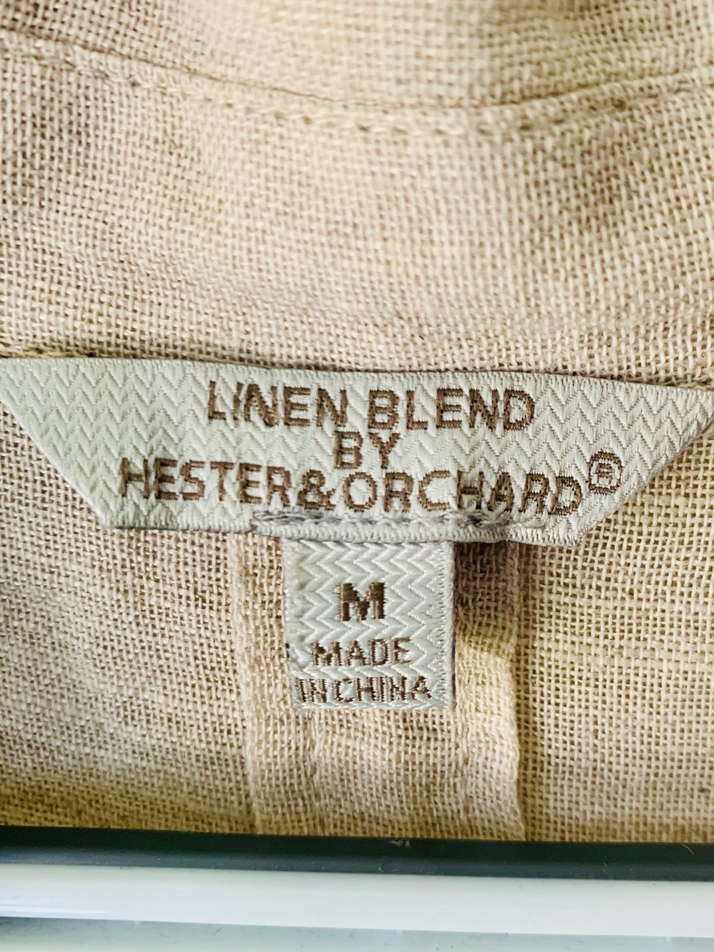 Hester & Orchard Linen Blend Cap Sleeve Beaded Collar Coastal Blouse Size M - Picture 8 of 8